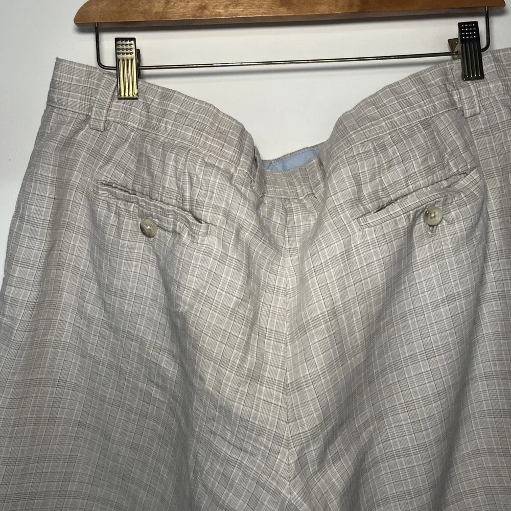 Banana‎ Republic Plaid Shorts Mens 36 Tan Beige Golf Casual Flat Front
